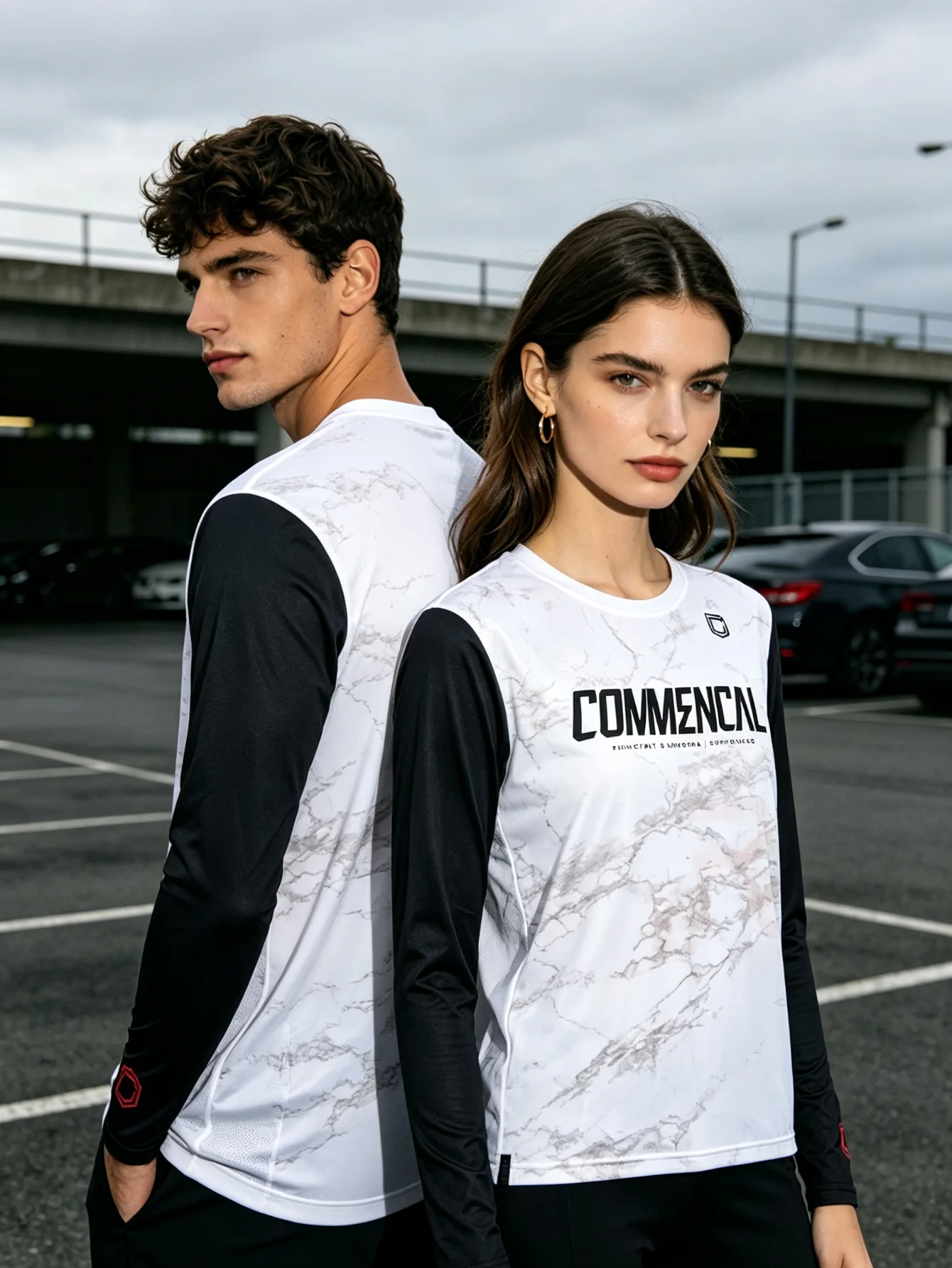 Cycling Y2K Long Sleeve Jersey White Black Marble MTB Graphic Men Women Unisex Plus Size Standard Size Streetwear Vintage Top