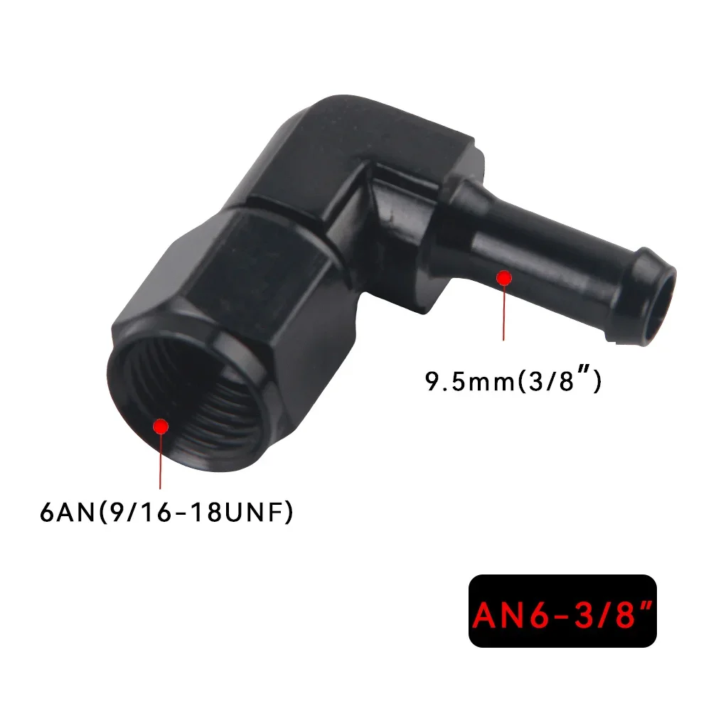 

Топливопровод 90 градусов 6AN с внутренней резьбой на 3/8 дюйма AN6 5/16 дюйма, прямой переходник для шланга с зазубринами, черный