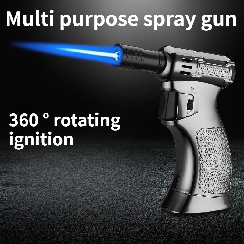 

Upgraded Handheld Spray Gun with Adjustable 3-flame Multi-purpose High-temperature Inflatable Lighter Cigarette Accessories