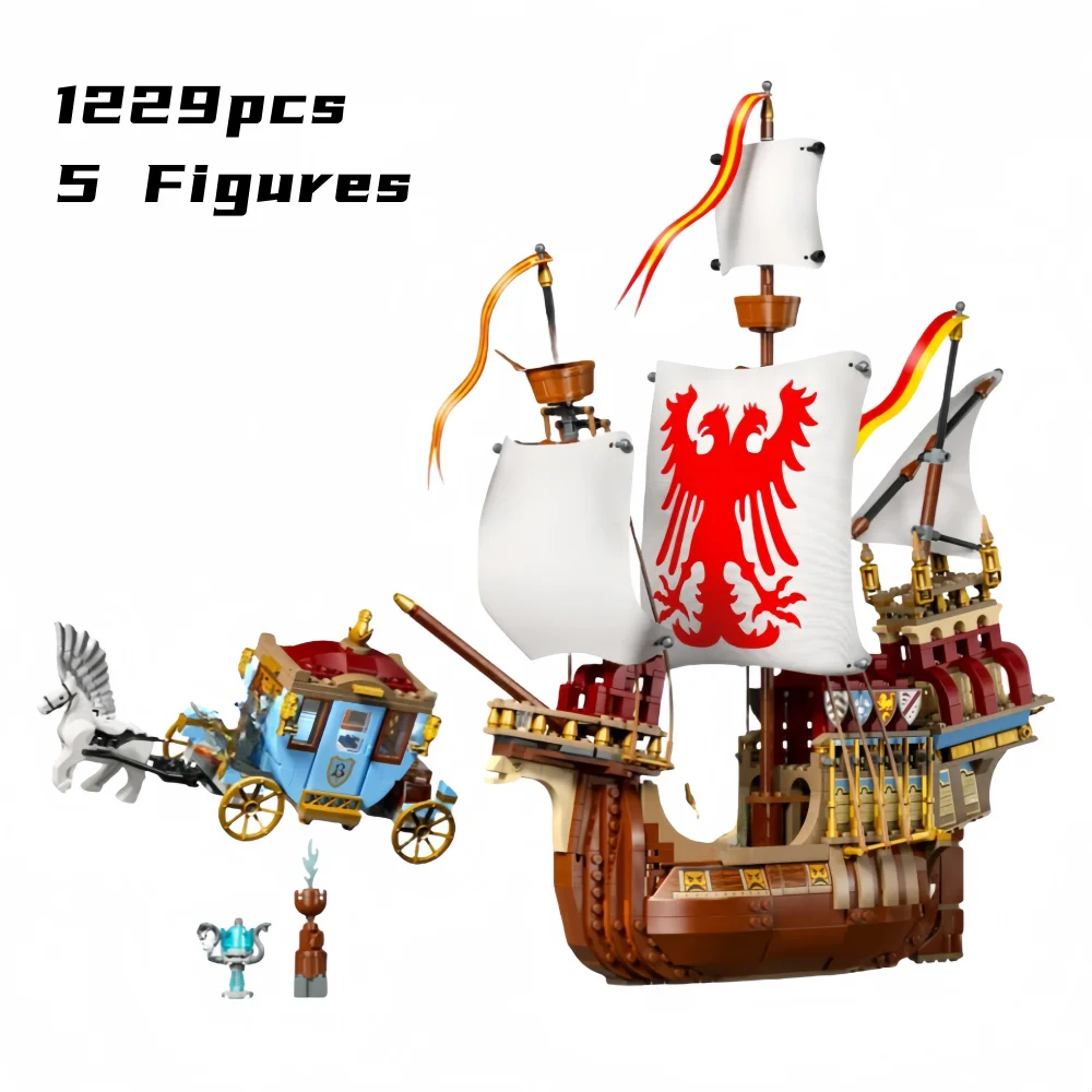 1229Pcs Triwizard Tournament The Arrival Magic Movie Ship Model Bricks 76440 Building Blocks Kids Toys Birthday Gifts for Boys