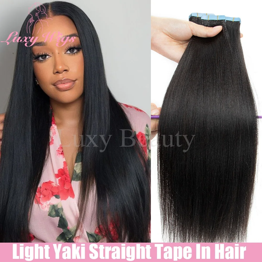 

12-24 дюйма, прямая лента яки для наращивания волос, человеческие волосы для женщин, натуральная легкая лента яки, Ins, наращивание волос, 20 шт./упак.