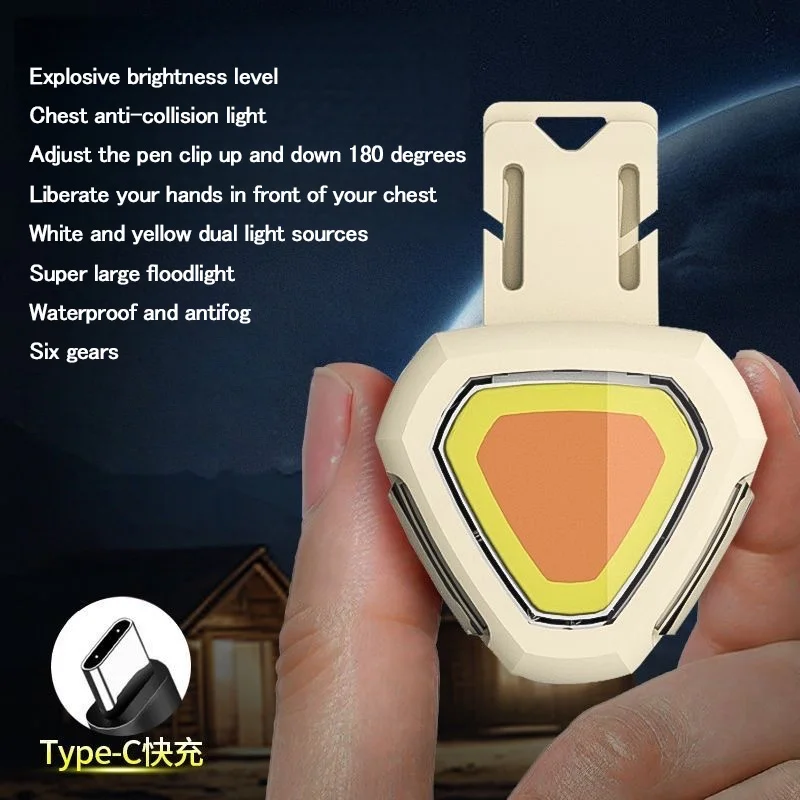 

Triangle Running Light High Power with 6 Lighting Modes 36g Lightweight Type-C Fast Charging Waterproof for Jogging Dog Walking