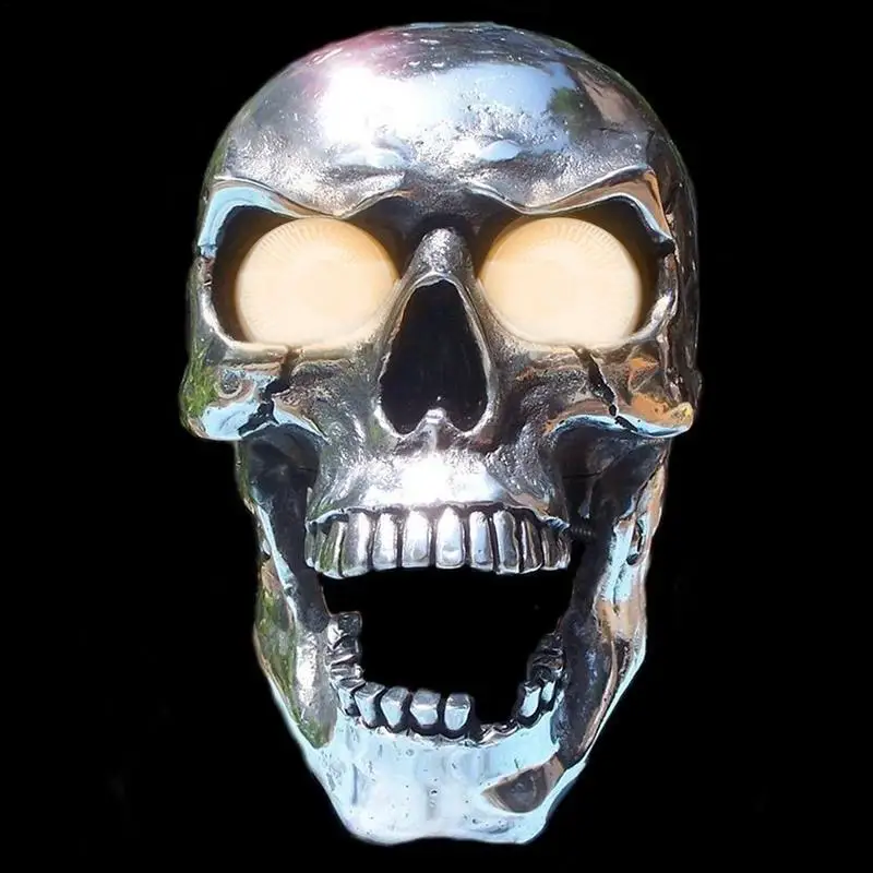 Hot Skull Headlight At The Real Headlight Motorcycle Skull Front Head Light Retro Resin Skull Headlight Motorcycle Decoration