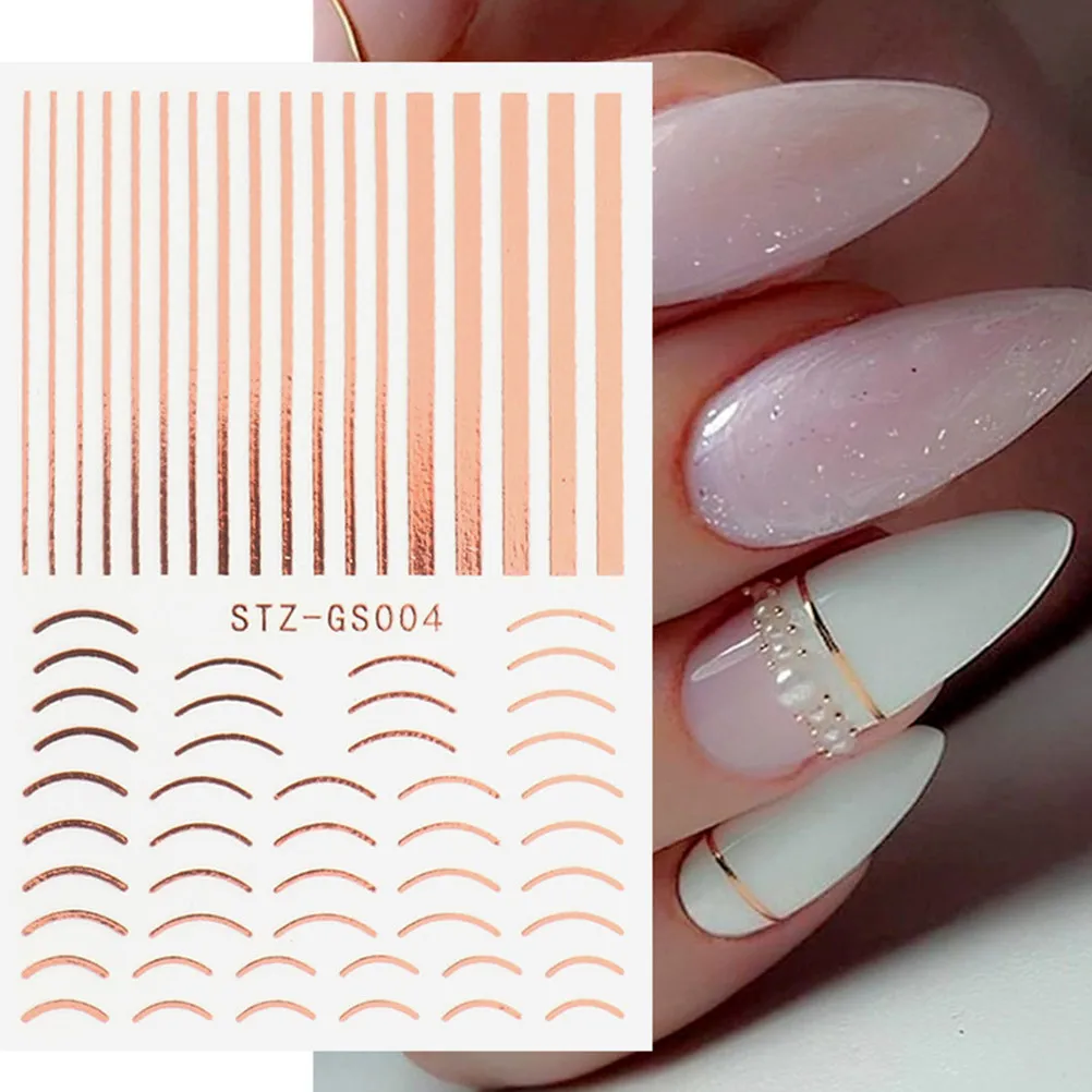 

6pcs Nail Art Stickers Golden DIY Manicure Decorative Decals for Natural Artificial Nails Safe Self Adhesive Health Nail