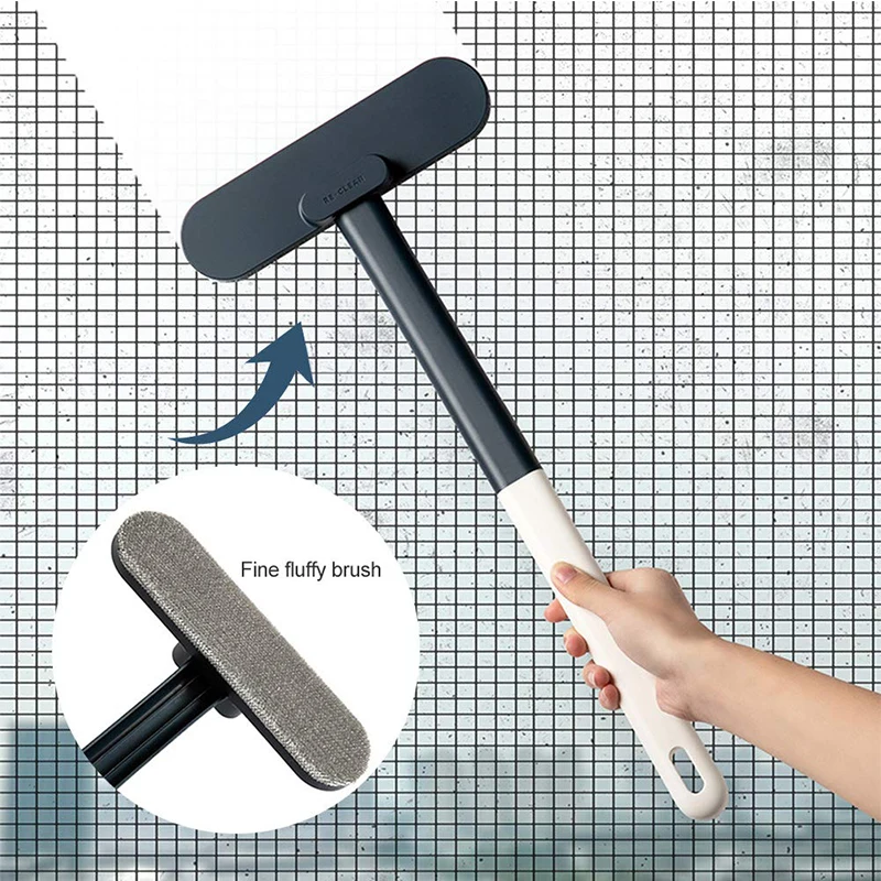 ​ Fensterbürste, multifunktional, langstielig, nass und trocken, Dual-Use-Reinigungsbürste, Verwendung für Fenster, Glas, Sofa, Wand, Tierhaar, Teppich