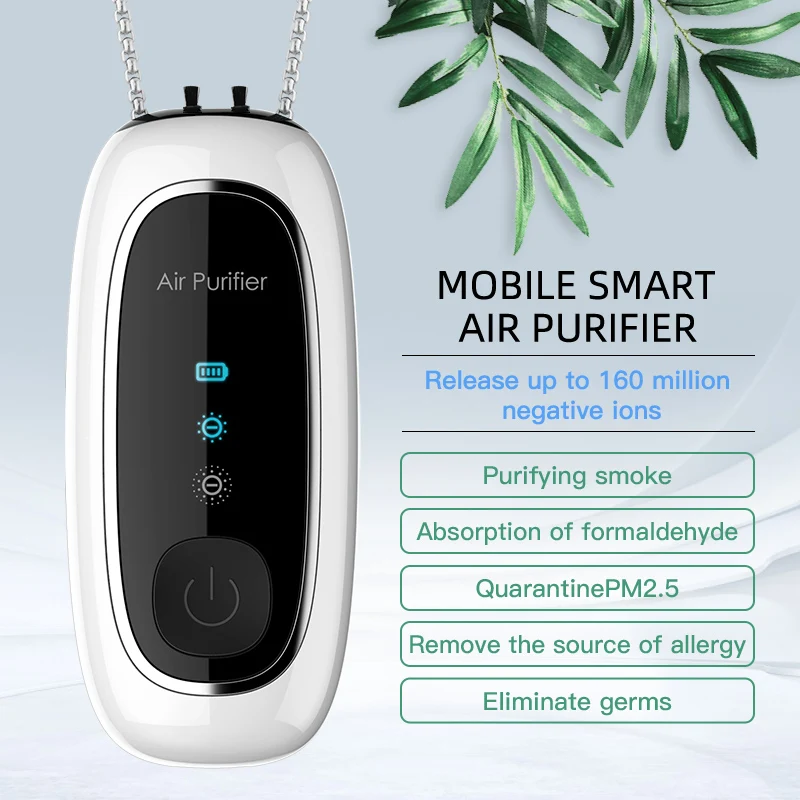 Wearable Mini Portable Outdoor Car Negative Ion Air Purifier Necklace with Ozone Plasma Technology