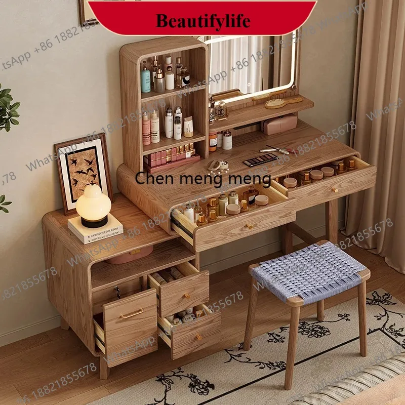 

Туалетный столик M178 из массива дерева премиум-класса с выдвижными ящиками, зеркалом и подсветкой, простая интегрированная мебель