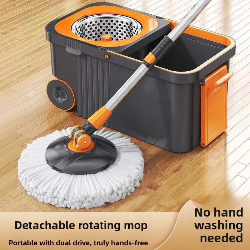 

Новинка 2023, вращающаяся швабра с двойным приводом, набор рук, всасывающая водопоглощающая швабра, ткань для сухого и влажного использования, бытовой инструмент для чистки