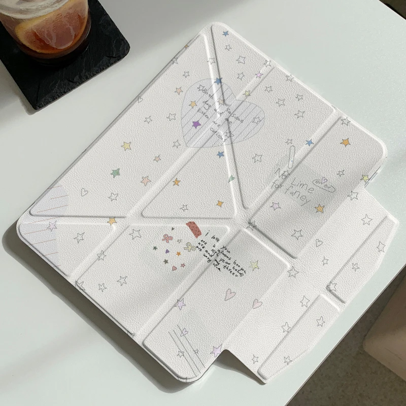 Star-Shaped Letter Tag Table Case For iPad Pro 11 12.9 13 M2 M3 M4 M5 Shell 8.3 9.7 10.2 5/6/7/8/9/10/11th Air 2 3 4 5 6 7 Cover