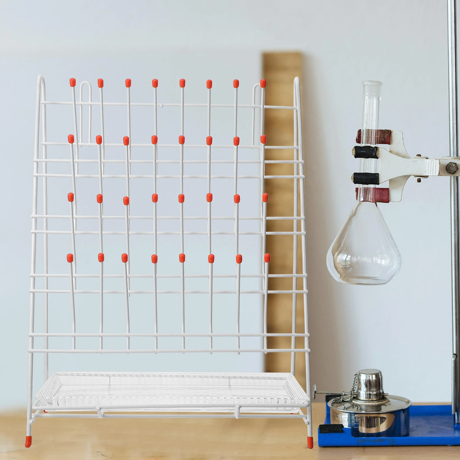 

32-Peg Drip Stand Lab Test Tube Drying Rack Stainless Steel Glassware Draining Holder For Beakers Bottles Laboratory Equipment
