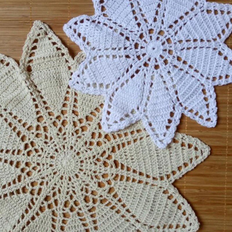 NEW Round flower cotton table place mat Cloth crochet dining placemat Christmas coaster kitchen Table decoration and accessories