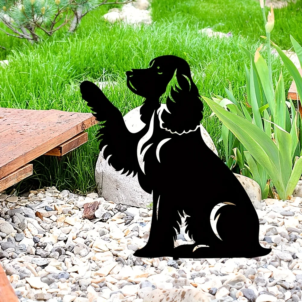 1pc Cocker Decorative Spaniel Metal Garden Stakes, Perfect Gift for Dog Lovers, Christmas Outdoor Garden Decoration