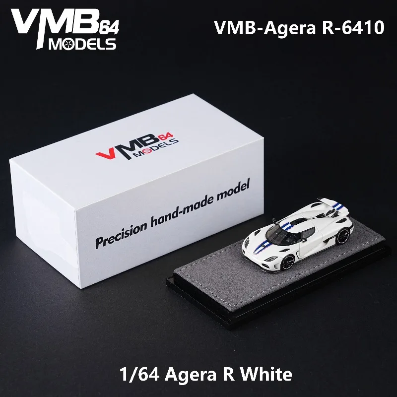 VMB 1/64 Agera R White Blue Floral Cast-Polymer Realistic Static Resin Car Model, Boys' Toy, Adult Collection Decoration Item.