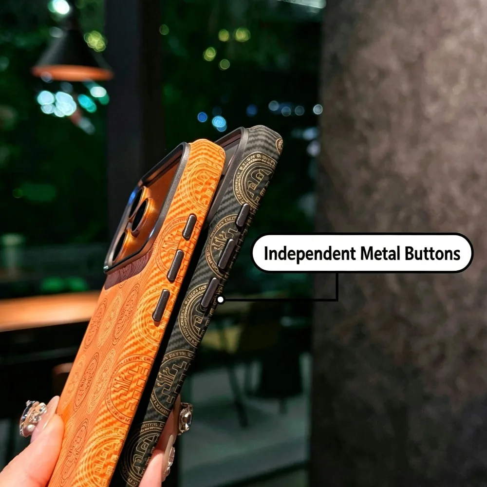 Luxury Carbon Fiber Texture Magnetic Case for IPhone 18 17 16 15 Pro Max for Magsafe Wireless Charger Metal Lens Protect Cover - view 6