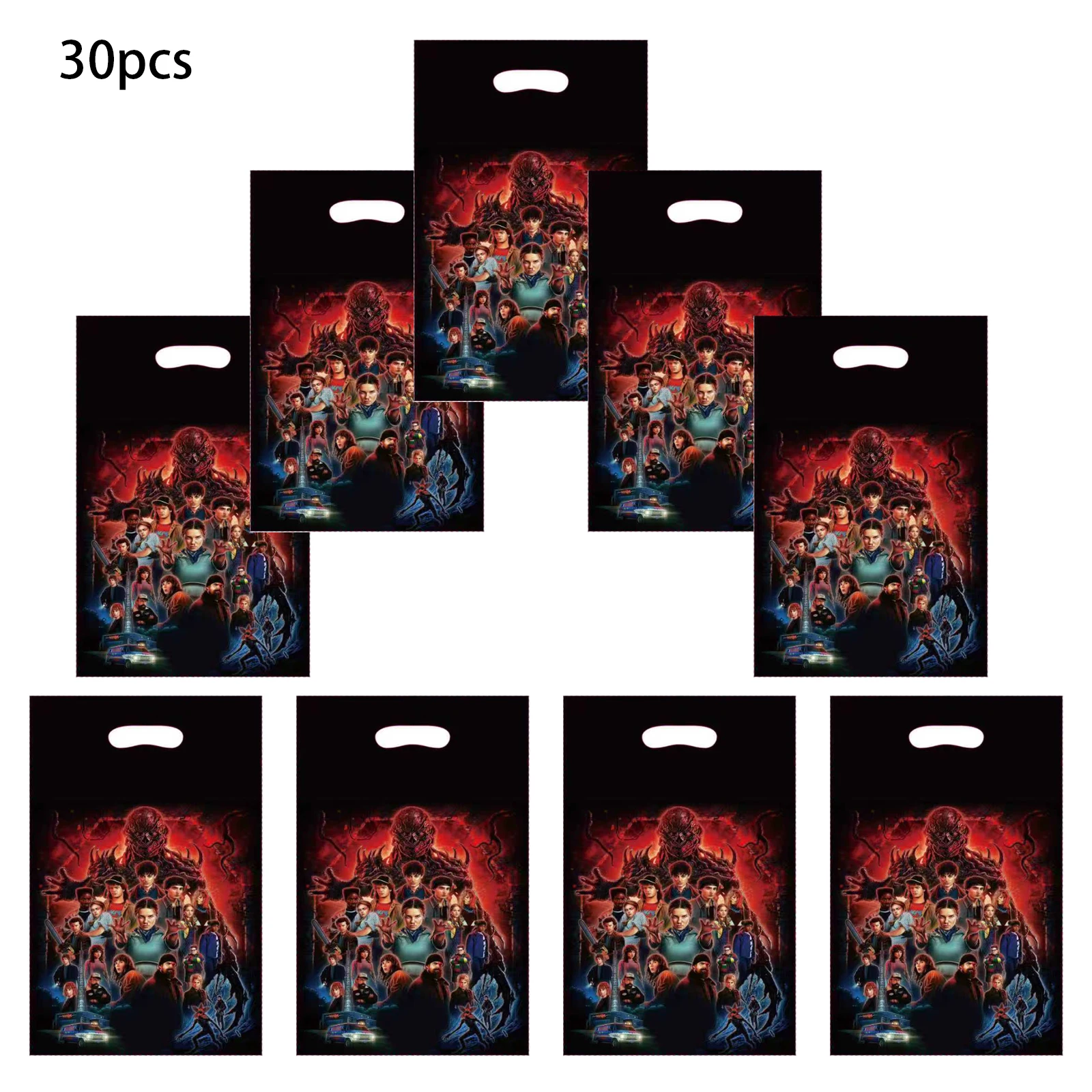 30 sacs cadeaux Stranger Things avec poignée, sacs de rangement thématiques, décorations pour fête de naissance, fête d'anniversaire pour enfants et filles