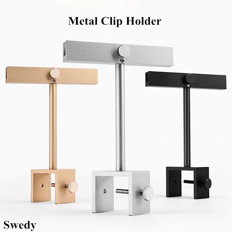 Stainless Steel Tube Shelf Advertising KT Board Holder Clip Acrylic Board Sign Holder Metal Clip