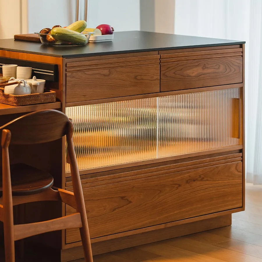 Solid wood island home living room multi-functional open bar cabinet dining room simple storage side cabinet cabinet