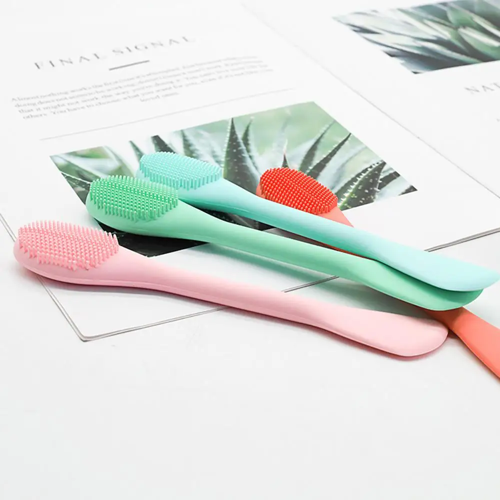 Brosse à double tête en silicone pour masque facial, applicateur, cuillère, spatule, anciers d'arrête, nettoyage de la peau du visage, outils de maquillage à domicile, soins pour femmes