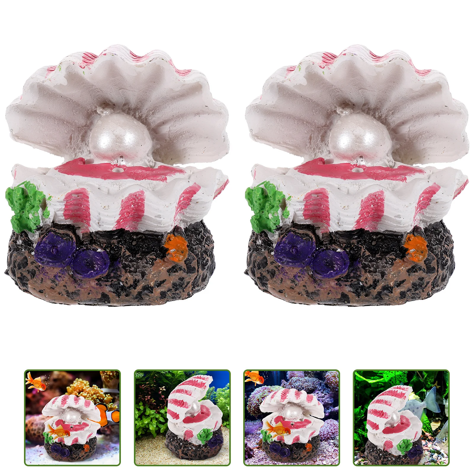 

2Pcs Fish Tank Decorative Resin Shell Adornment Aquarium Landscape Ornament Craft Decors Fish Tank Decors Desktop Decor