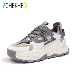 Spring Autumn Flat Platform Sneakers Women Chunky Shoes Fashion Lace-up Comfortable Thick Bottom Casual Shoes for Women