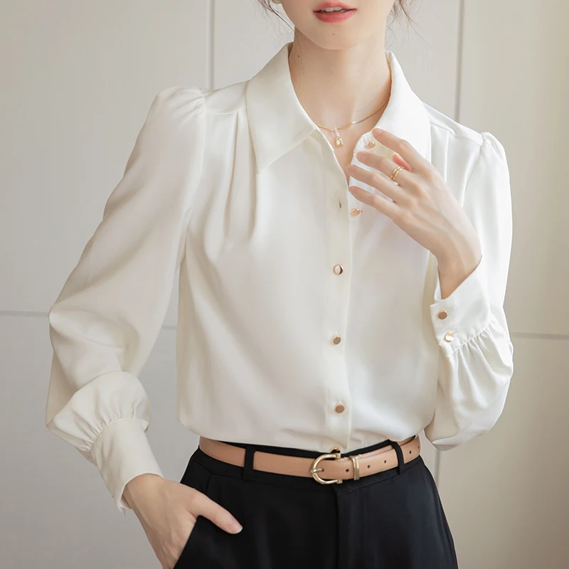 Spring 2023 Korean Womens Tops Casual Long Sleeve Ladies Shirts Blouses