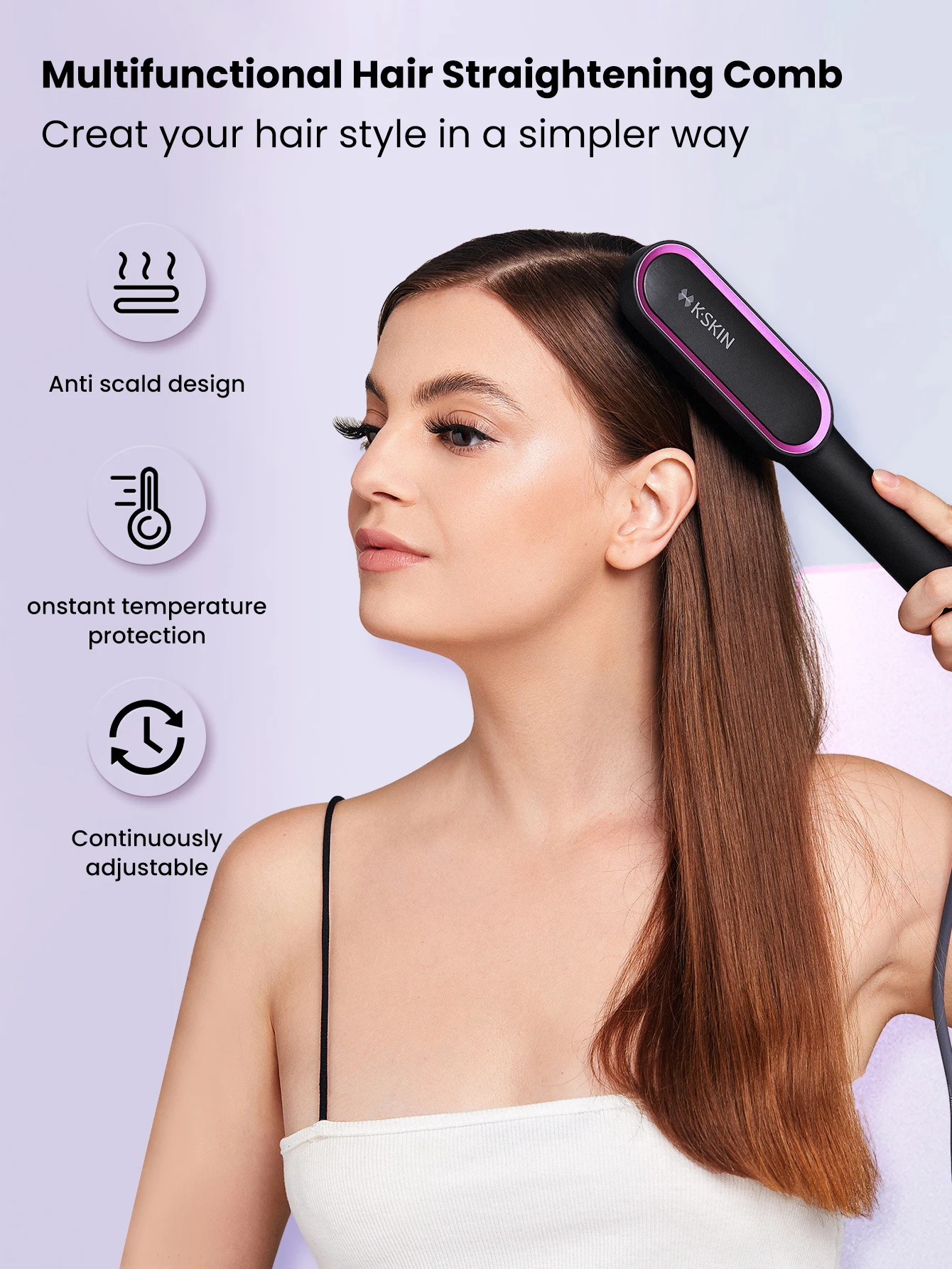 

Hair Straightener - Professional Ceramic Flat Iron Styler for Smooth Shiny Hair Tourmaline Hair Straightening And Curling Iron