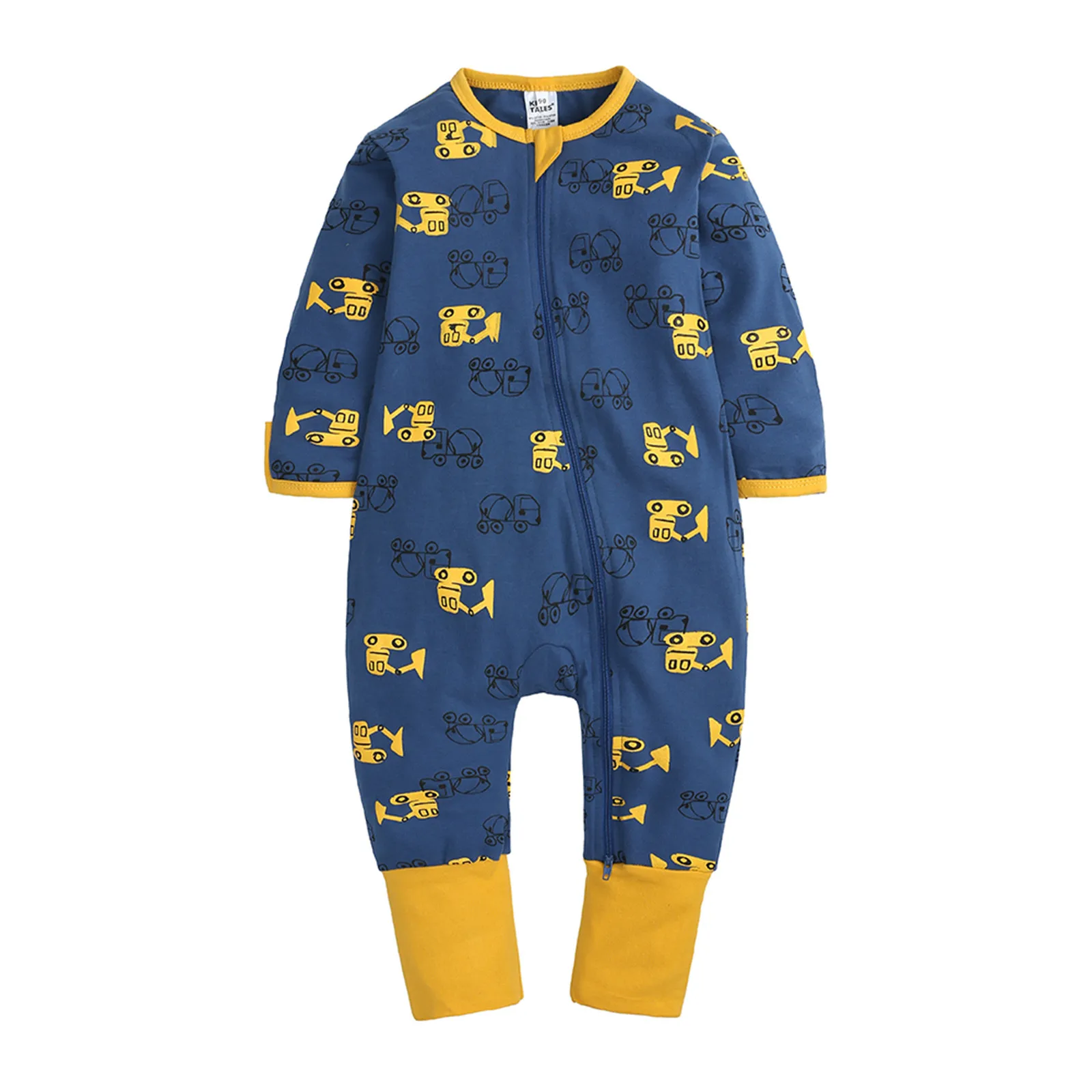 Toddler Baby Boys Girls Romper Jumpsuit 1 2 3 Years Kids Cute Cartoon Print Long Sleeve One-Piece Home Clothes  Zip Up Outfits