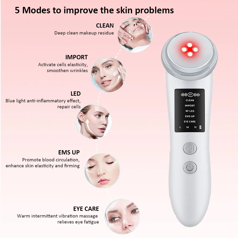 Facial Massager EMS Facial Microcurrent LED Light Therapy Skin Tightening Device Anti-aging Facial Massager Face Lifting Machine