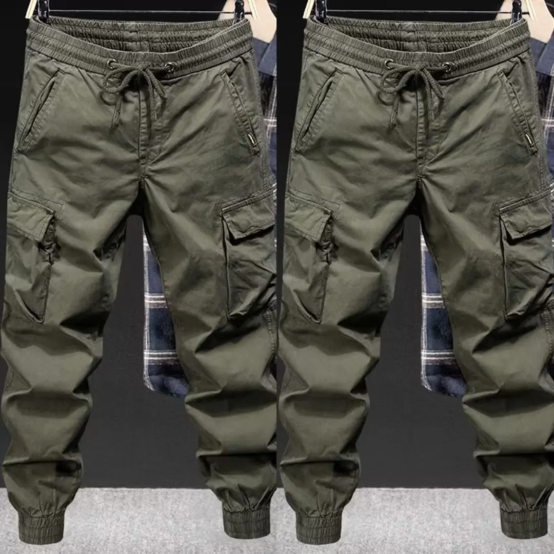 

Trendy Casual Work Pants Loose Fit Men's Color American Sle Spring Autumn High Waist Cargo Pants Loose Cuffed