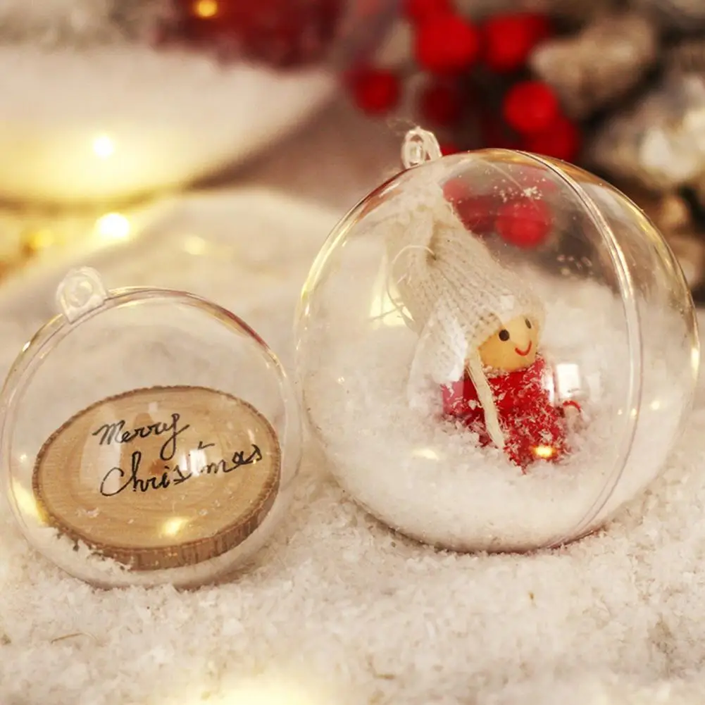 

5Pcs Transparent Christmas Ball with Hanging Hole Clear Candy Box Plastic Ball Christmas Halloween Birthday Wedding Decor