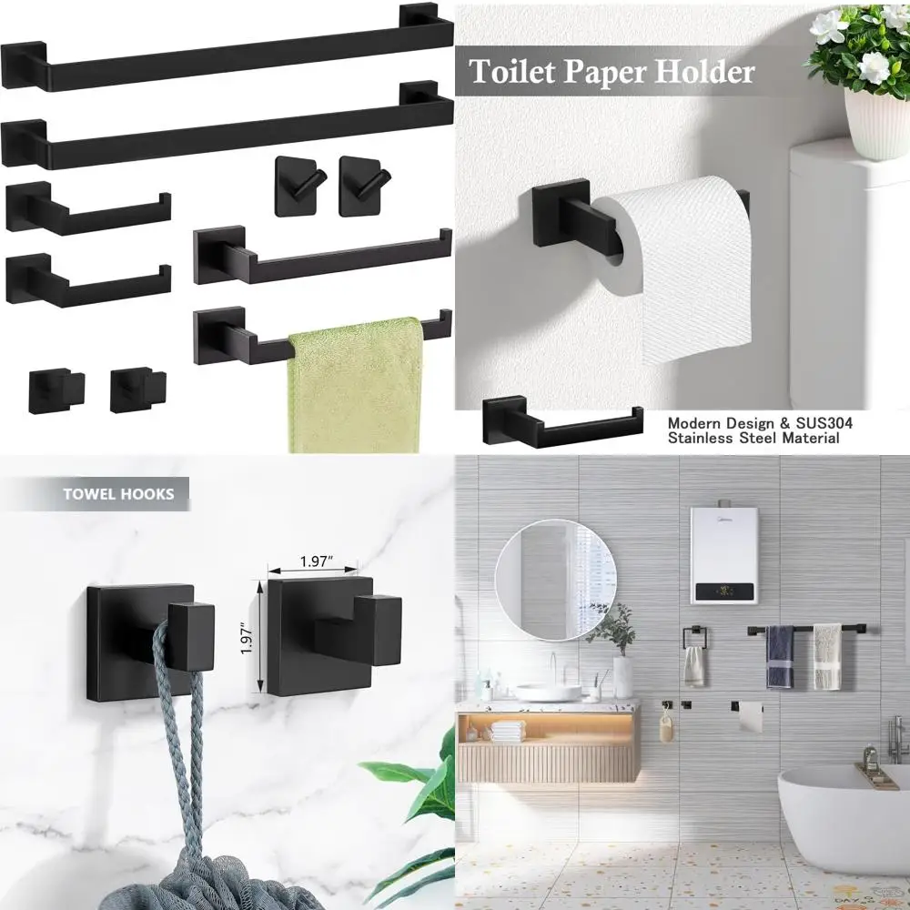 

24-Inch Matte Black Bathroom Towel Rack Set of 10 - Rust-Resistant Wall Mounted Storage