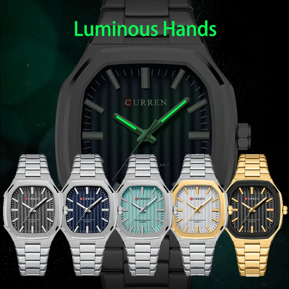 CURREN Brand Luxury Polygon Case Quartz Watch for Men Fashion Casual Business Wristwatches Male Gift with Luminous Hands