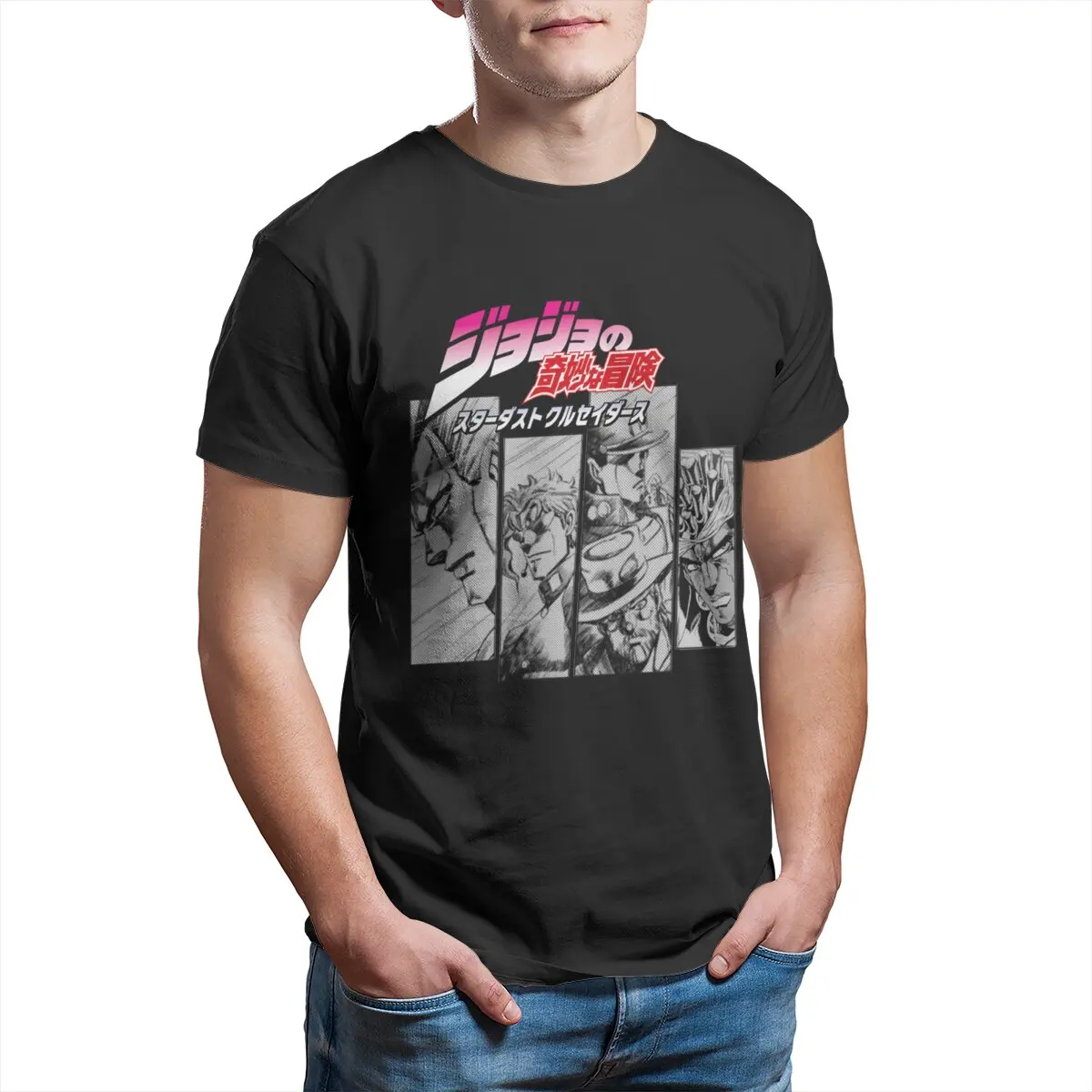 

Stardust Crusaders tops Cotton Vintage JoJo's Bizarre Adventure Anime T-shirts for men Plus size Graphic shirts manga tee