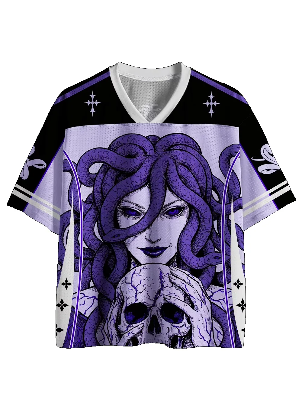 Skull Snake Pattern Design 3D Print Men's and Women's V-neck Loose Quick-dry Breathable T-Shirt Gothic Street Hip-Hop Sports Top