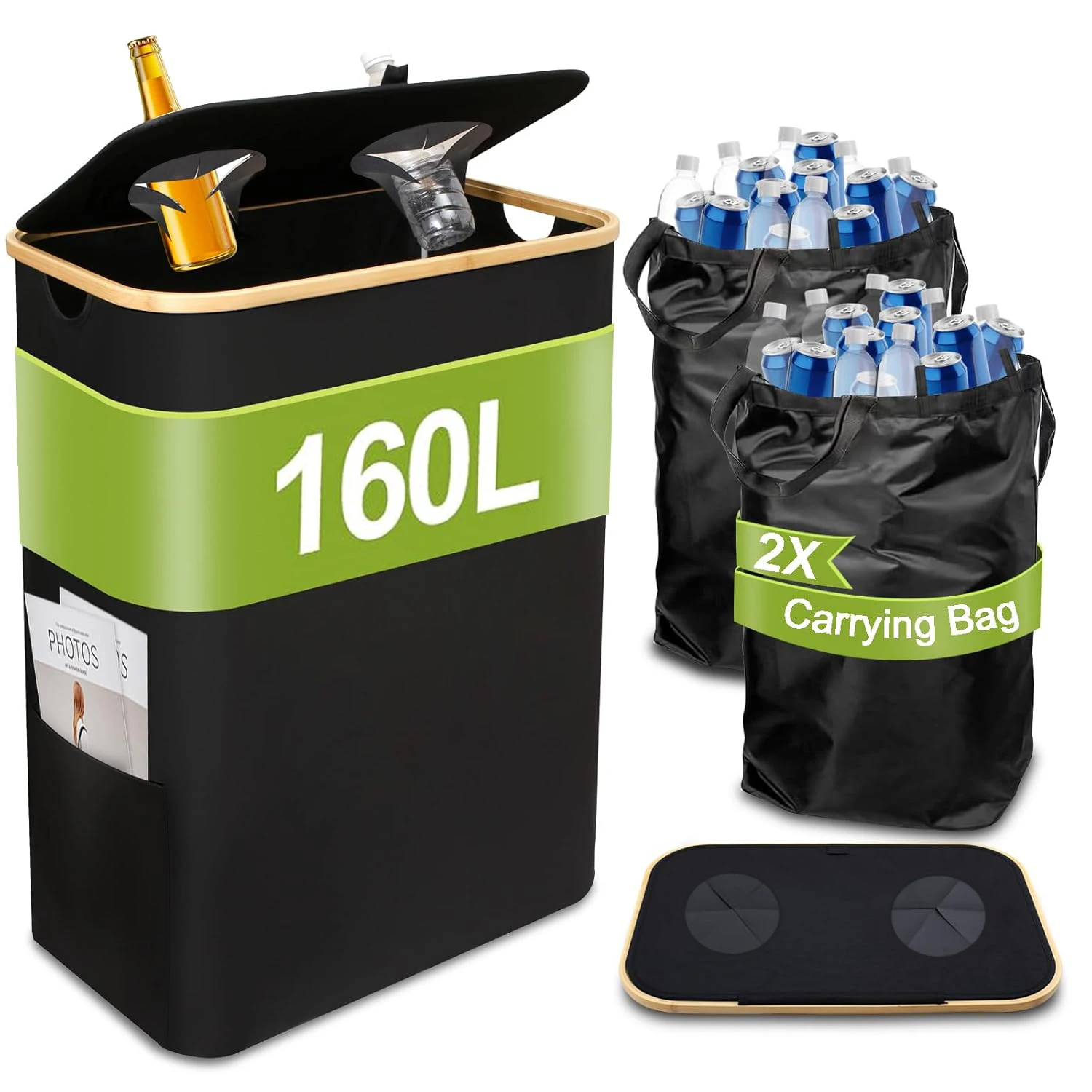 Curver 160L Recycling Bins for Kitchen with 2 Compartments, Extra Large