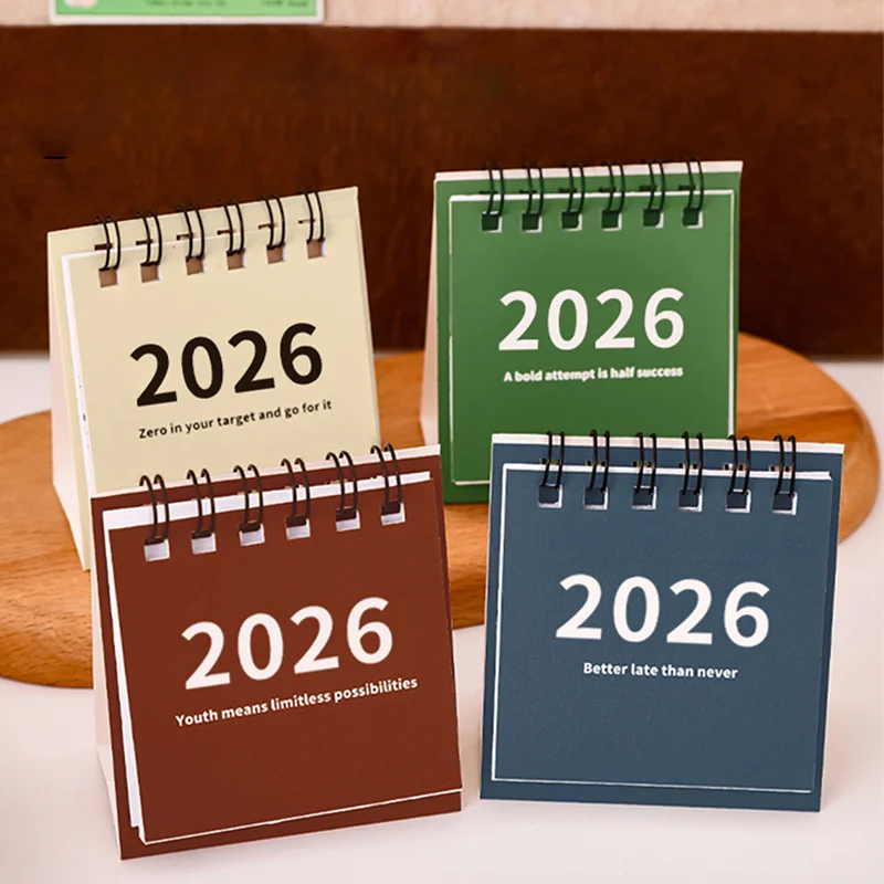 2026 Mini Simple Calendar Small Desk Calendar Creative Coil Calendar Planner Desktop Decoration Office Stationery for Gift