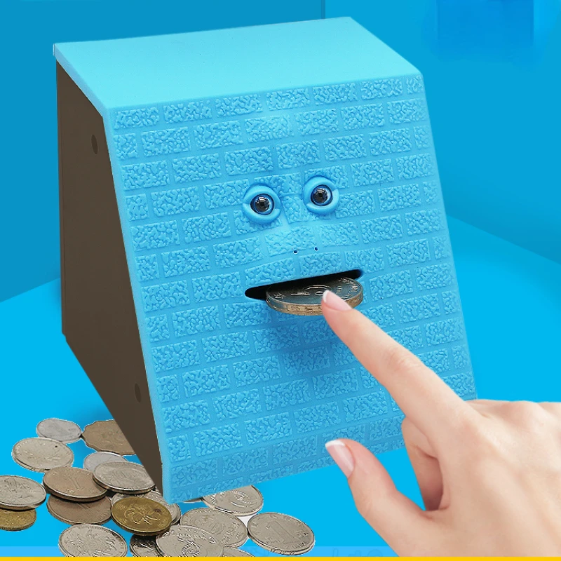 Fun Face Money Piggy Bank Eating Box Automatic Saving Bank Chewing Piggy Cat Safe Box Savings Money for Children Candy Machine