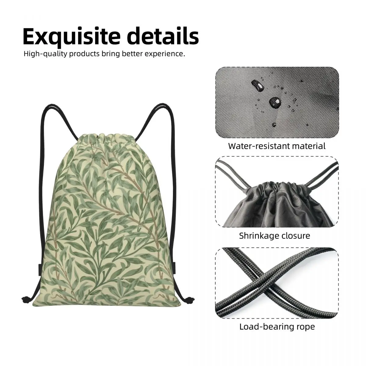 Custom William Morris Willow Boughs Drawstring Bags for Training Yoga Backpacks Floral Textile Pattern Sports Gym Sackpack