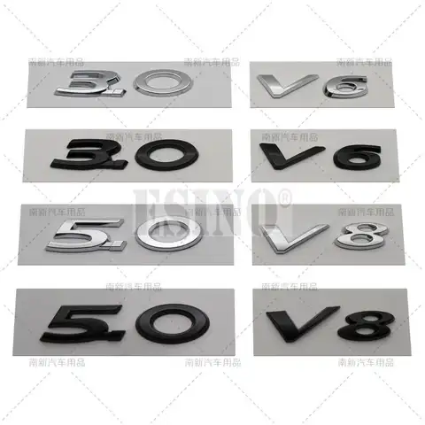 Car Styling 3D 3.0 5.0 V6 V8 Car ABS RearTrunk Fender Adhesive Badge Body Tailgate Displaceme Emblem For Jaguar XE XF XJ
