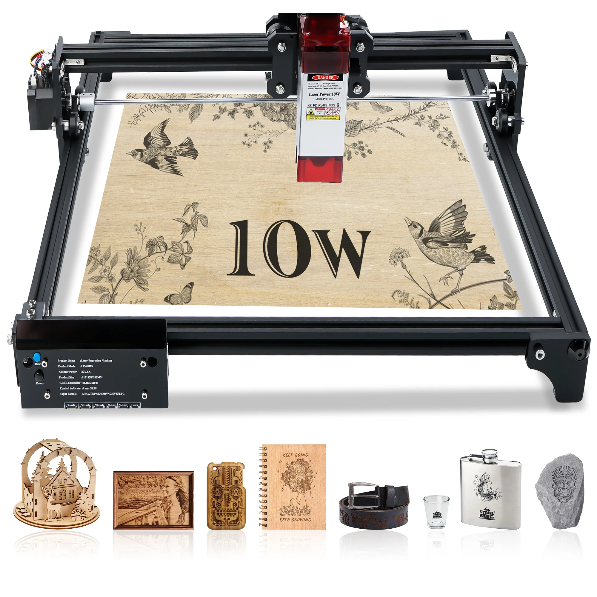 10W Laser Cutting Engraving Machine 32 Bit CNC Laser Engraver CNC Wood Router 400*400mm Wood Logo Acrylic Printer