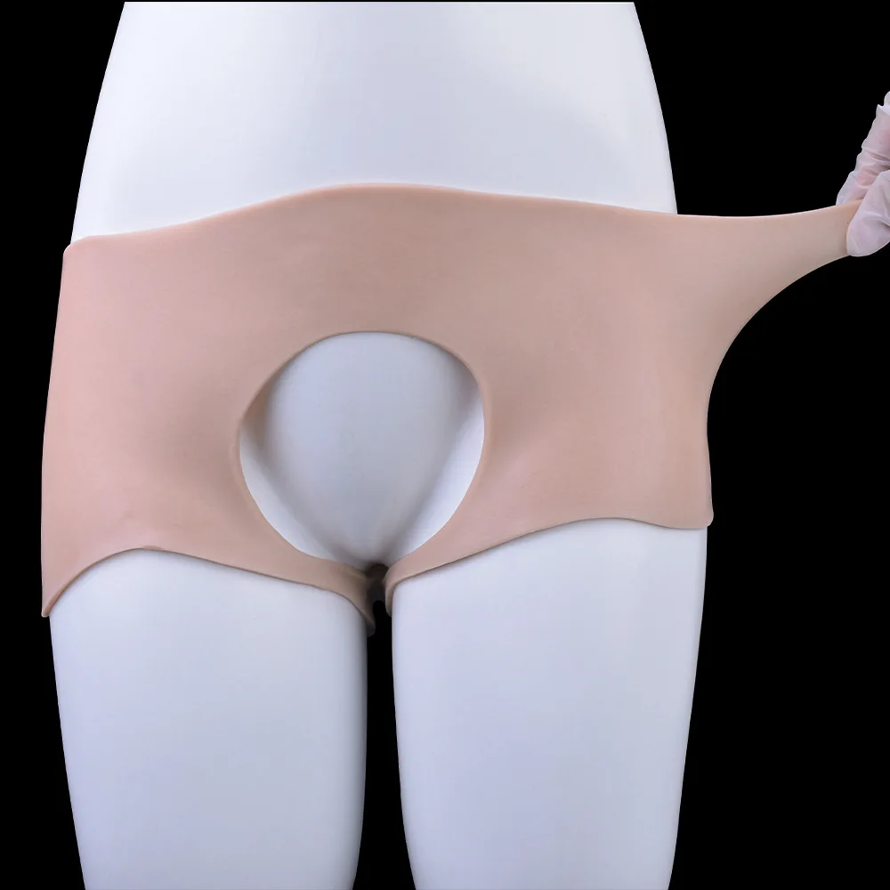 Artificial Can Be Inserted Into The Fake Vagina Silicone Leather Pants Pseudo Women Wear Drag Sexy Underwear Buttock Full Pants