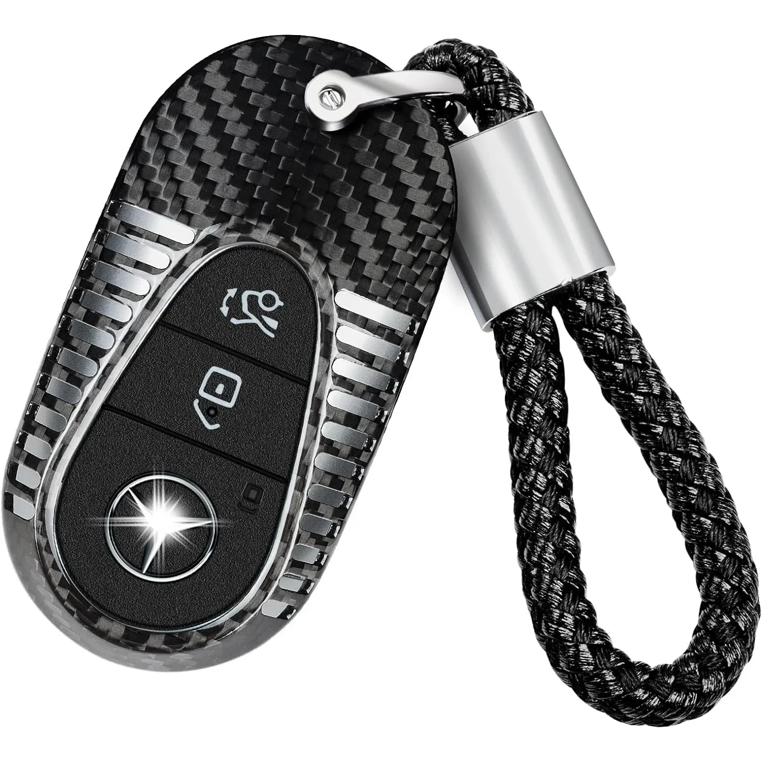 Carbon Fiber Key Cover For Mercedes Benz EQS450+ 2020-2023, Key Fob Shell Case Protector For Benz G-Class E-Class 2020-2023