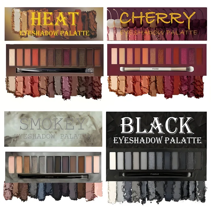 12 色マットアイシャドウプレートアイメイク防水耐久性のあるスパンコールメタルアースカラーナチュラルアイシャドウメイク