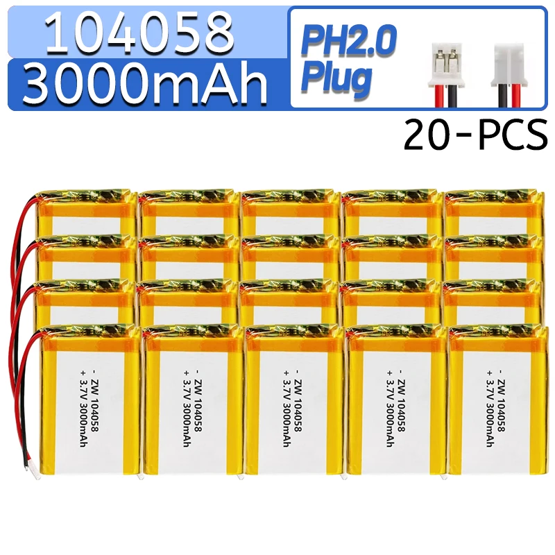 104058 3000mAh Lithium Battery 3.7V Lipo Polymer Battery for GPS Navigator Aeromodelling Bluetooth Speaker replace 974058 104060