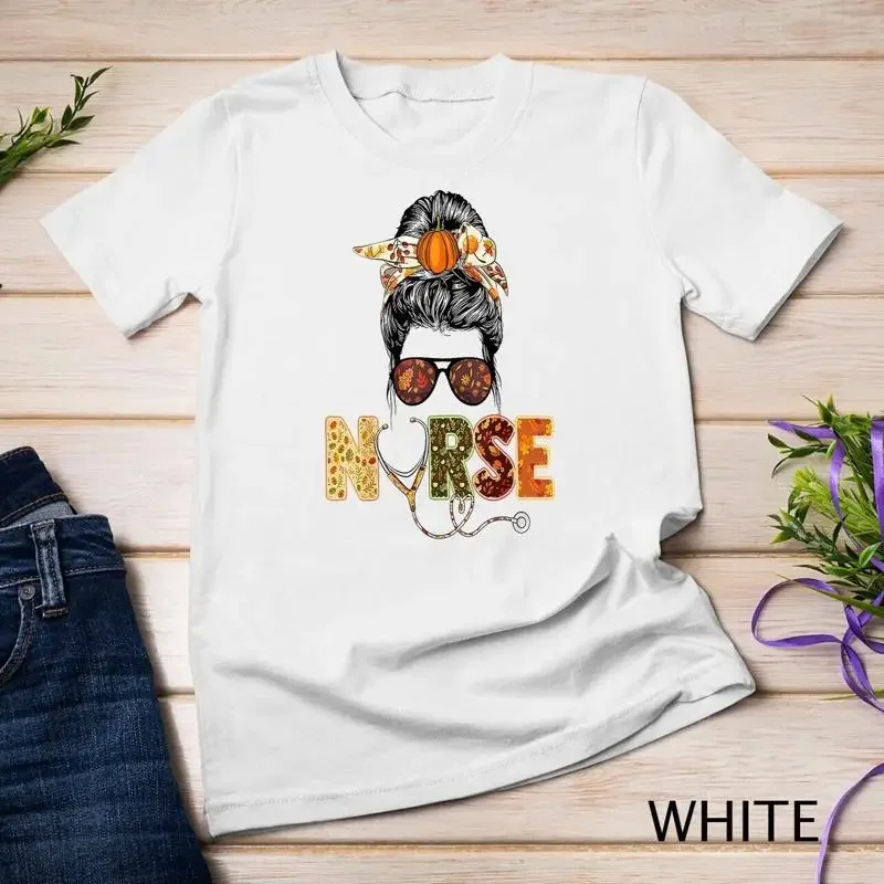 Nurse Autumn Fall Thanksgiving Stethocope Scrub RN ICU CNA Unisex T shirt