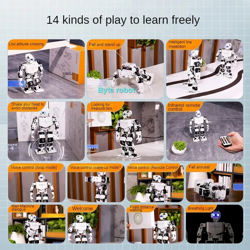 Assembled 17 DOF Dancing Humanoid Robot with 17pcs Servos Artificial Intelligence Recognition AI Programmable Development Kit