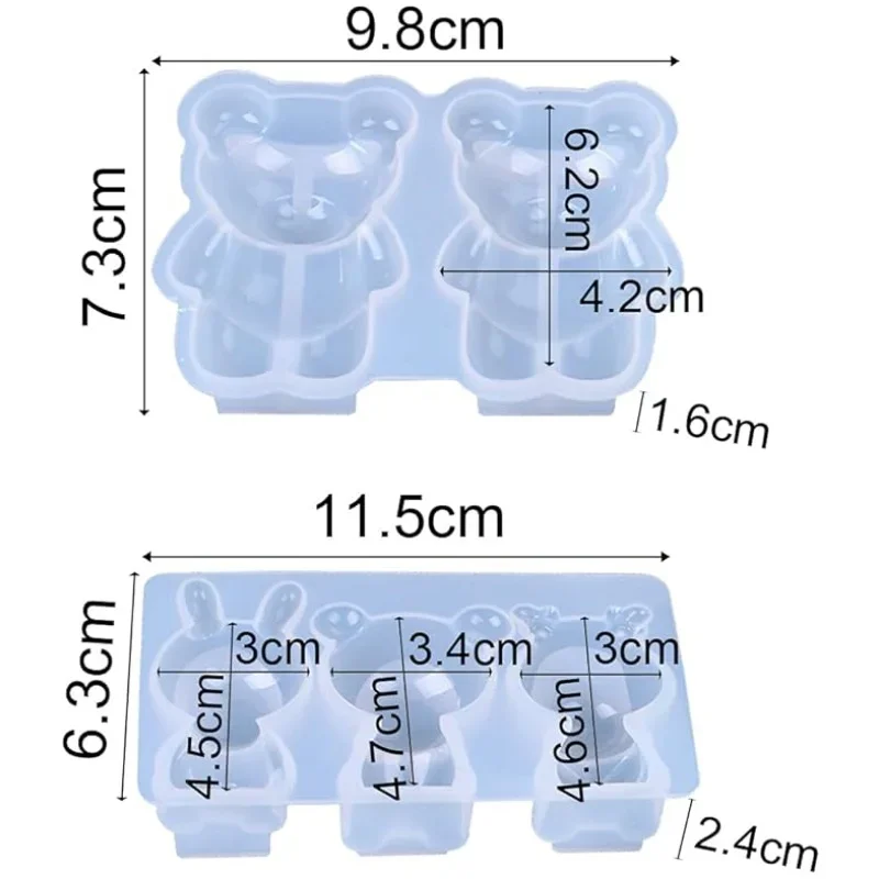 3D Bear Resin Molds,Cute Bear Silicone Mold for Handmade Soap Candle Ice Cube Candy Gummy Fondant Cake Baking Cupcake Topper Dec