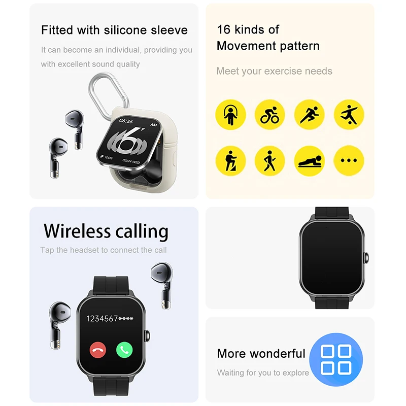 GEJIAN 2025 جديد TWS 2 في 1 سماعات ساعة ذكية ساعة رجالي NFC معدل ضربات القلب مراقبة الأكسجين في الدم نظام تحديد المواقع مسار Smartwatch