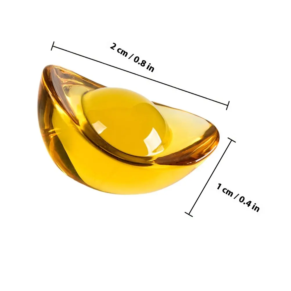 10Pcs Citrine Material Gold Ingot Ornament Chinese Yuan Bao Desktop Decor for Fortune Wealth Luck Feng Shui Home Office Tabletop