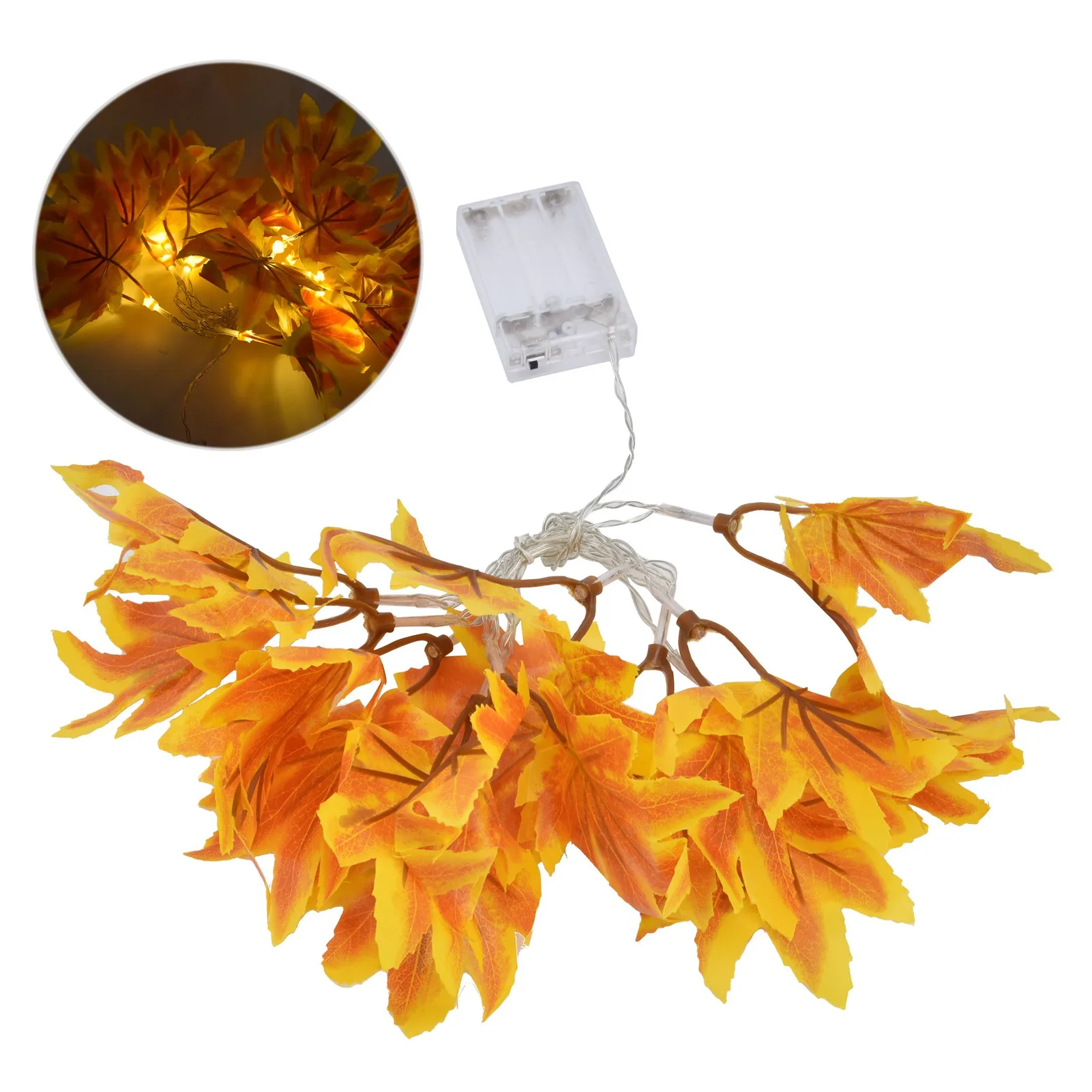 Fall Lights String Maple Shaped Yellow LED Battery Powered Fall Light Low Voltage  for Party for Outdoor for Indoor